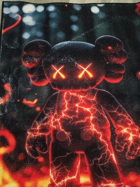 New Bape Black and Red Lightning KAWS-Style Decorative Rug/wall Art